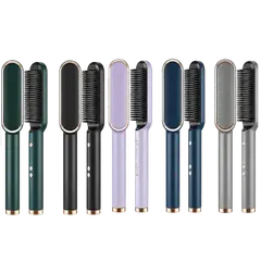 Professional 2 in 1 Hair Straightener Brush - Electric Hot Comb for Salon-Style Results - FH909 - Rokomari